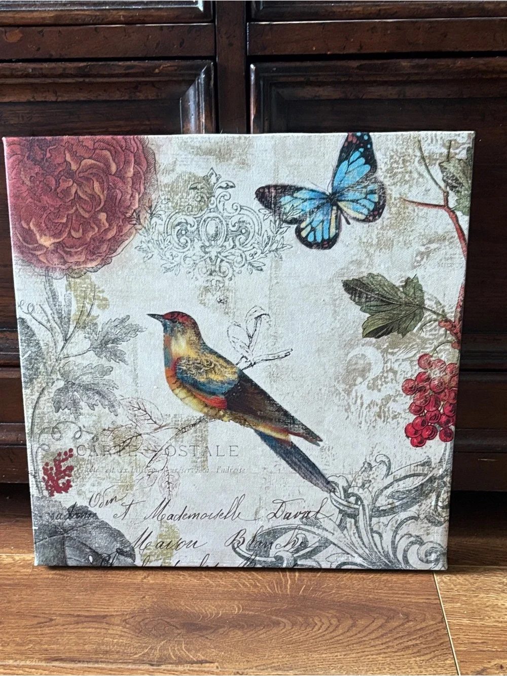 Botanical Bird & Butterfly Wall Art Print - Multicolor